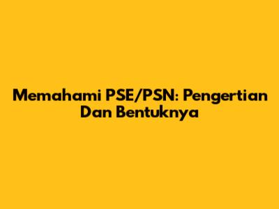 Memahami PSE/PSN: Pengertian Dan Bentuknya