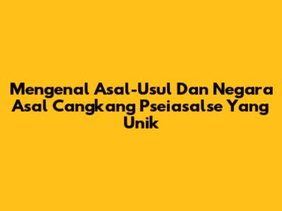 Mengenal Asal-Usul Dan Negara Asal Cangkang Pseiasalse Yang Unik
