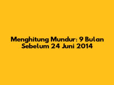 Menghitung Mundur: 9 Bulan Sebelum 24 Juni 2014