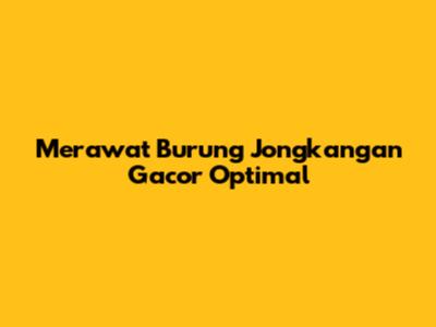 Merawat Burung Jongkangan Gacor Optimal