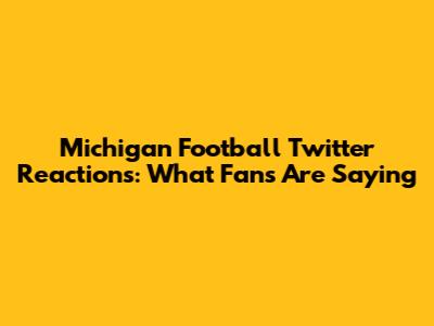 Michigan Football Twitter Reactions: What Fans Are Saying