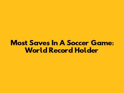 Most Saves In A Soccer Game: World Record Holder