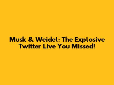 Musk & Weidel: The Explosive Twitter Live You Missed!