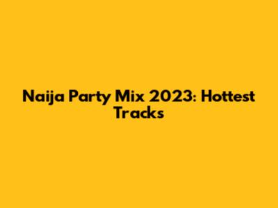 Naija Party Mix 2023: Hottest Tracks