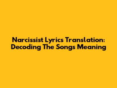 Narcissist Lyrics Translation: Decoding The Song's Meaning