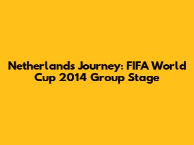 Netherlands' Journey: FIFA World Cup 2014 Group Stage