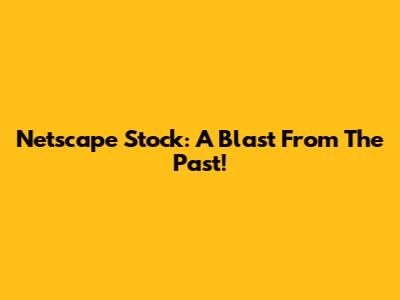 Netscape Stock: A Blast From The Past!