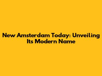 New Amsterdam Today: Unveiling Its Modern Name