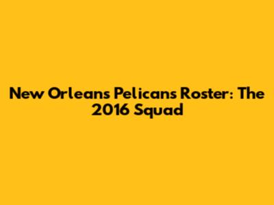 New Orleans Pelicans Roster: The 2016 Squad