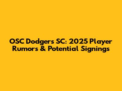 OSC Dodgers SC: 2025 Player Rumors & Potential Signings