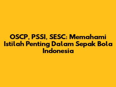 OSCP, PSSI, SESC: Memahami Istilah Penting Dalam Sepak Bola Indonesia
