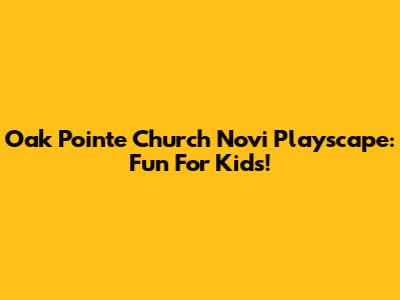 Oak Pointe Church Novi Playscape: Fun For Kids!