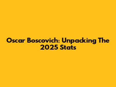 Oscar Boscovich: Unpacking The 2025 Stats