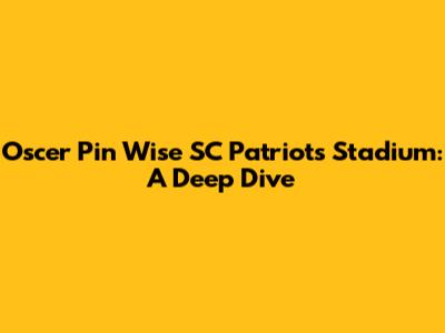 Oscer Pin Wise SC Patriots Stadium: A Deep Dive