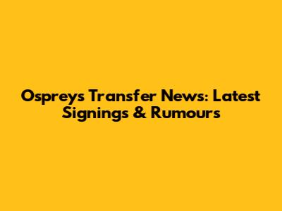 Ospreys Transfer News: Latest Signings & Rumours