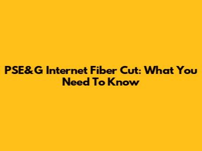 PSE&G Internet Fiber Cut: What You Need To Know