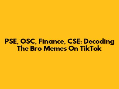 PSE, OSC, Finance, CSE: Decoding The Bro Memes On TikTok
