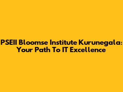 PSEII Bloomse Institute Kurunegala: Your Path To IT Excellence
