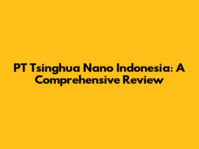 PT Tsinghua Nano Indonesia: A Comprehensive Review