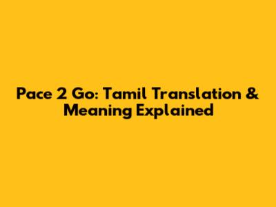 Pace 2 Go: Tamil Translation & Meaning Explained