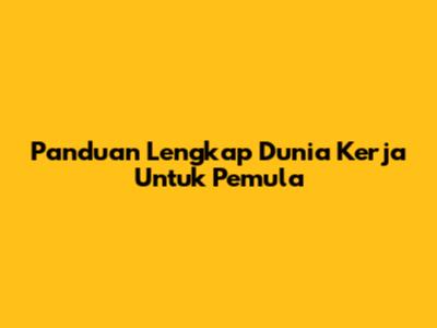 Panduan Lengkap Dunia Kerja Untuk Pemula