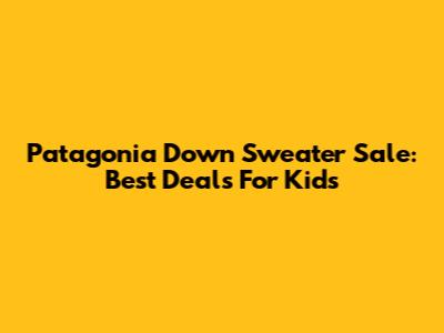 Patagonia Down Sweater Sale: Best Deals For Kids