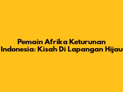 Pemain Afrika Keturunan Indonesia: Kisah Di Lapangan Hijau