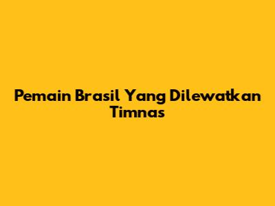 Pemain Brasil Yang Dilewatkan Timnas