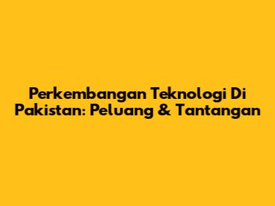 Perkembangan Teknologi Di Pakistan: Peluang & Tantangan