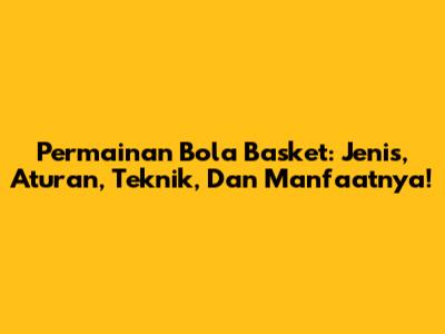 Permainan Bola Basket: Jenis, Aturan, Teknik, Dan Manfaatnya!