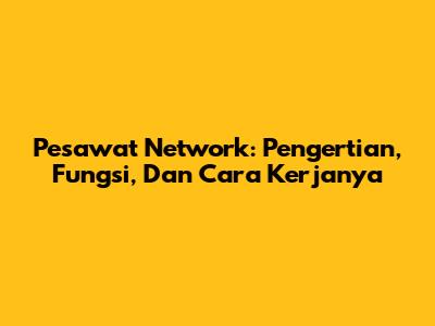 Pesawat Network: Pengertian, Fungsi, Dan Cara Kerjanya