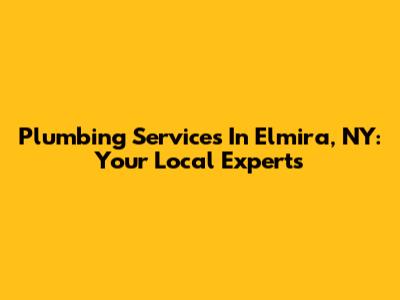 Plumbing Services In Elmira, NY: Your Local Experts