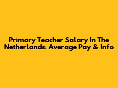 Primary Teacher Salary In The Netherlands: Average Pay & Info