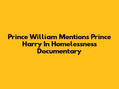 Prince William Mentions Prince Harry In Homelessness Documentary