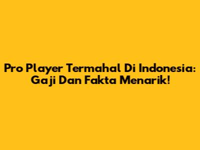 Pro Player Termahal Di Indonesia: Gaji Dan Fakta Menarik!