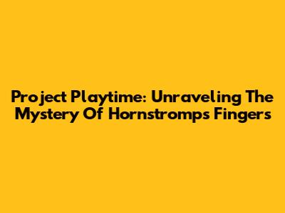 Project Playtime: Unraveling The Mystery Of Hornstromp's Fingers