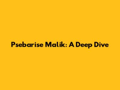 Psebarise Malik: A Deep Dive