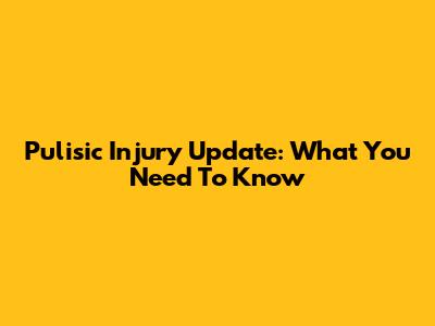 Pulisic Injury Update: What You Need To Know