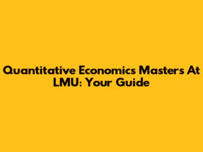 Quantitative Economics Master's At LMU: Your Guide