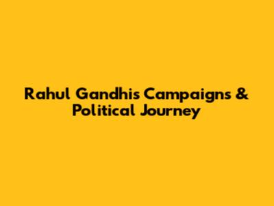 Rahul Gandhi's Campaigns & Political Journey