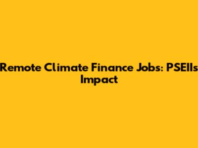 Remote Climate Finance Jobs: PSEII's Impact