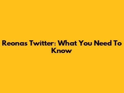 Reona's Twitter: What You Need To Know