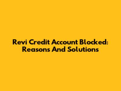 Revi Credit Account Blocked: Reasons And Solutions