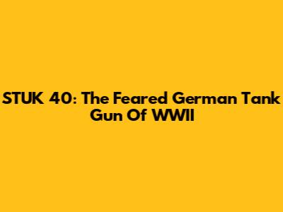 STUK 40: The Feared German Tank Gun Of WWII
