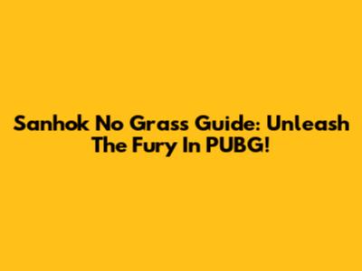 Sanhok No Grass Guide: Unleash The Fury In PUBG!