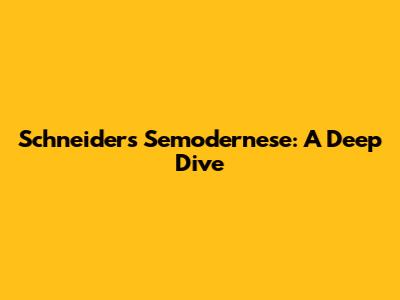 Schneider's Semodernese: A Deep Dive