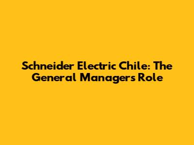Schneider Electric Chile: The General Manager's Role