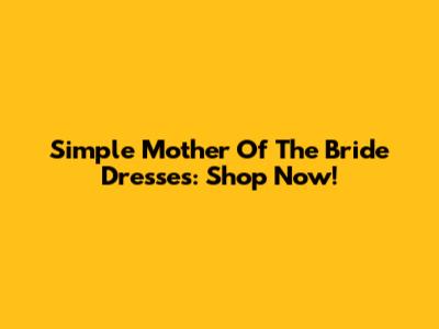Simple Mother Of The Bride Dresses: Shop Now!