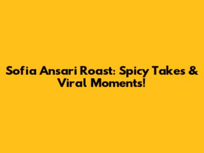 Sofia Ansari Roast: Spicy Takes & Viral Moments!