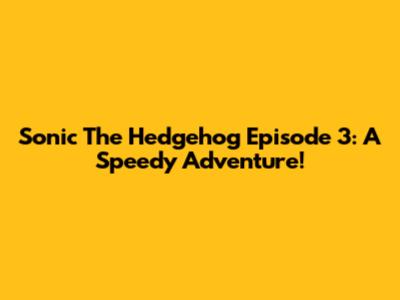 Sonic The Hedgehog Episode 3: A Speedy Adventure!